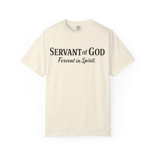 “Fervent in Spirit” T-Shirt
Servant of God Romans 12:11
Black Letters