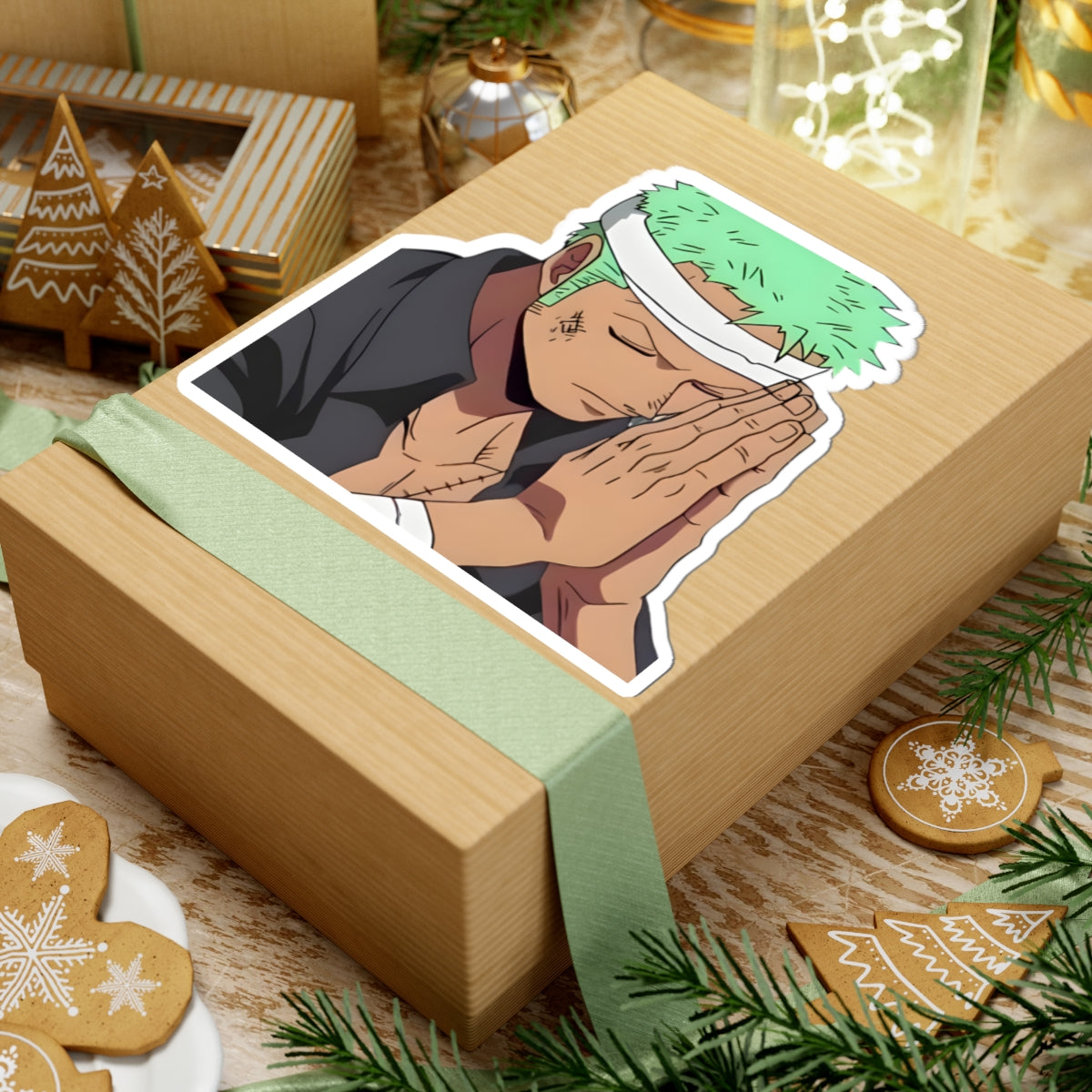Prayer Warrior Zoro Sticker — Faith-Inspired Anime Sticker