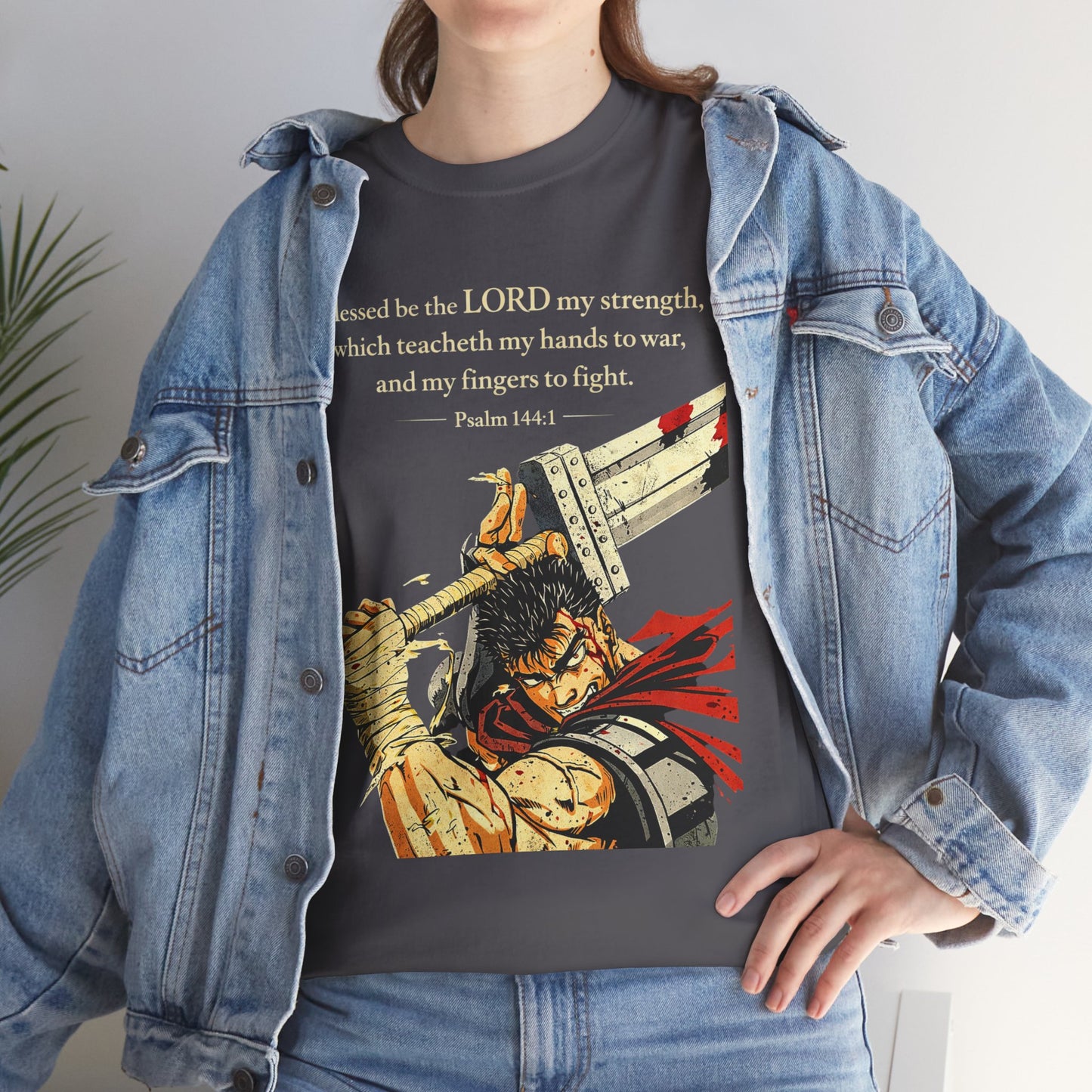 Servant of God™ “Trained For War” Psalm 144:1 Christian Warrior Anime Streetwear T-Shirt