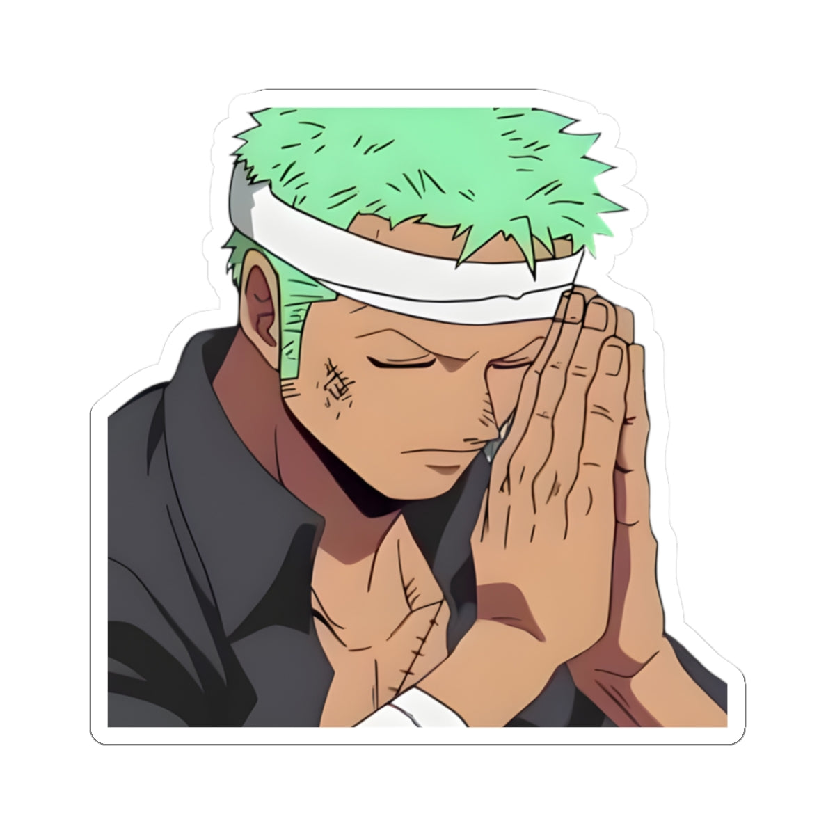 Prayer Warrior Zoro Sticker — Faith-Inspired Anime Sticker