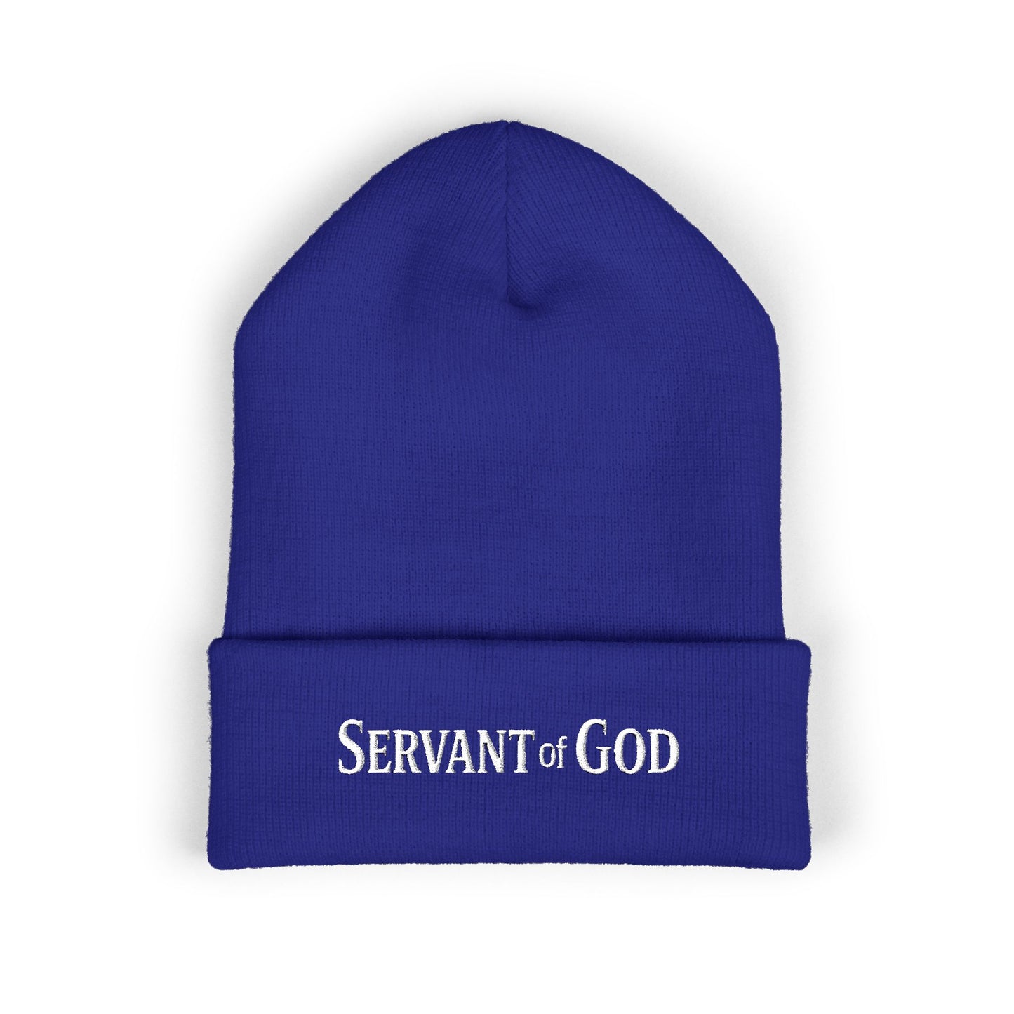 Servant of God™ Embroidered Beanie — Minimalist (white text)