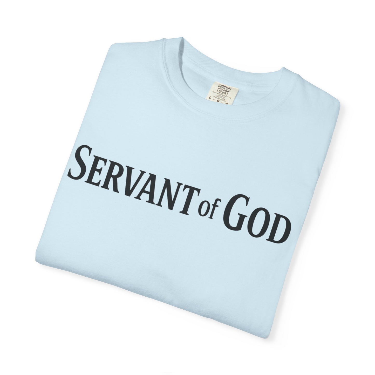 Servant of God™ T-Shirt — Cross & Praying Hands Faith Tee (black text)