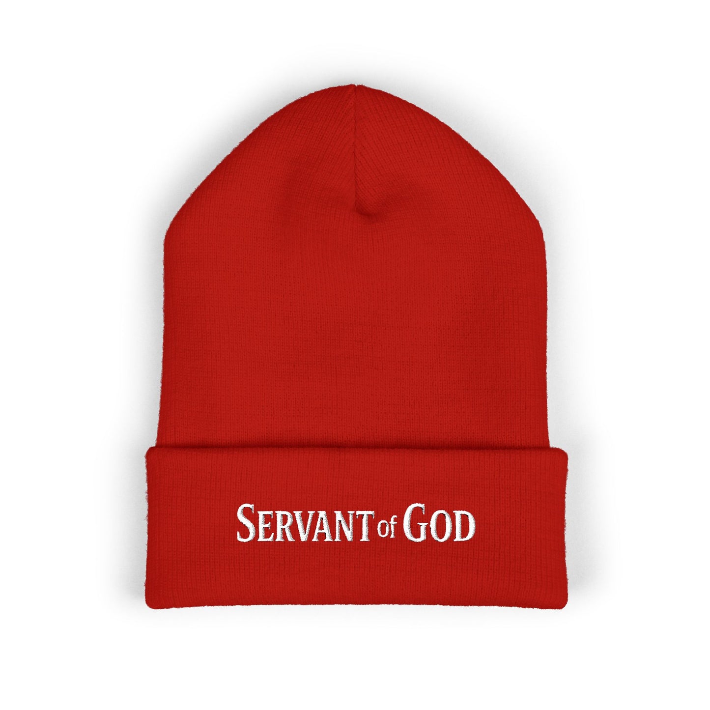 Servant of God™ Embroidered Beanie — Minimalist (white text)