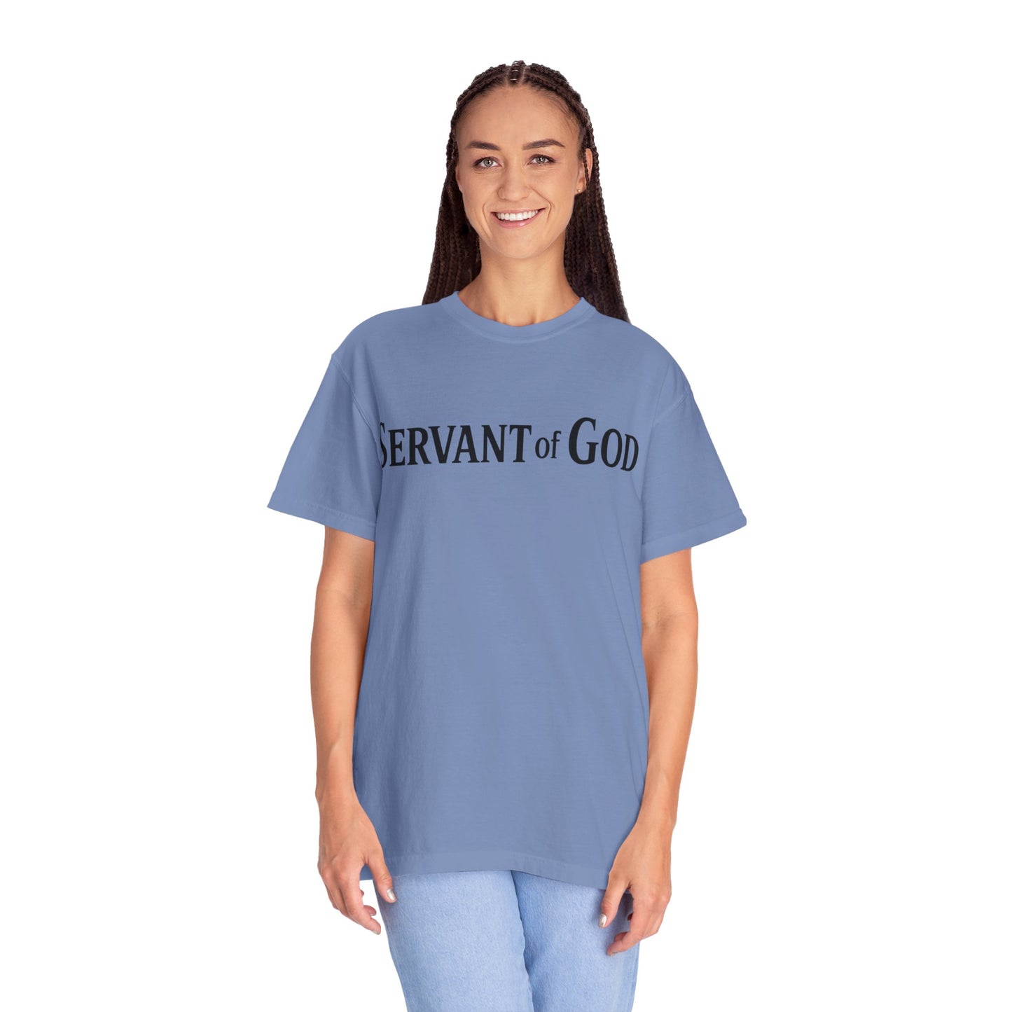 Servant of God™ T-Shirt — Cross & Praying Hands Faith Tee (black text)