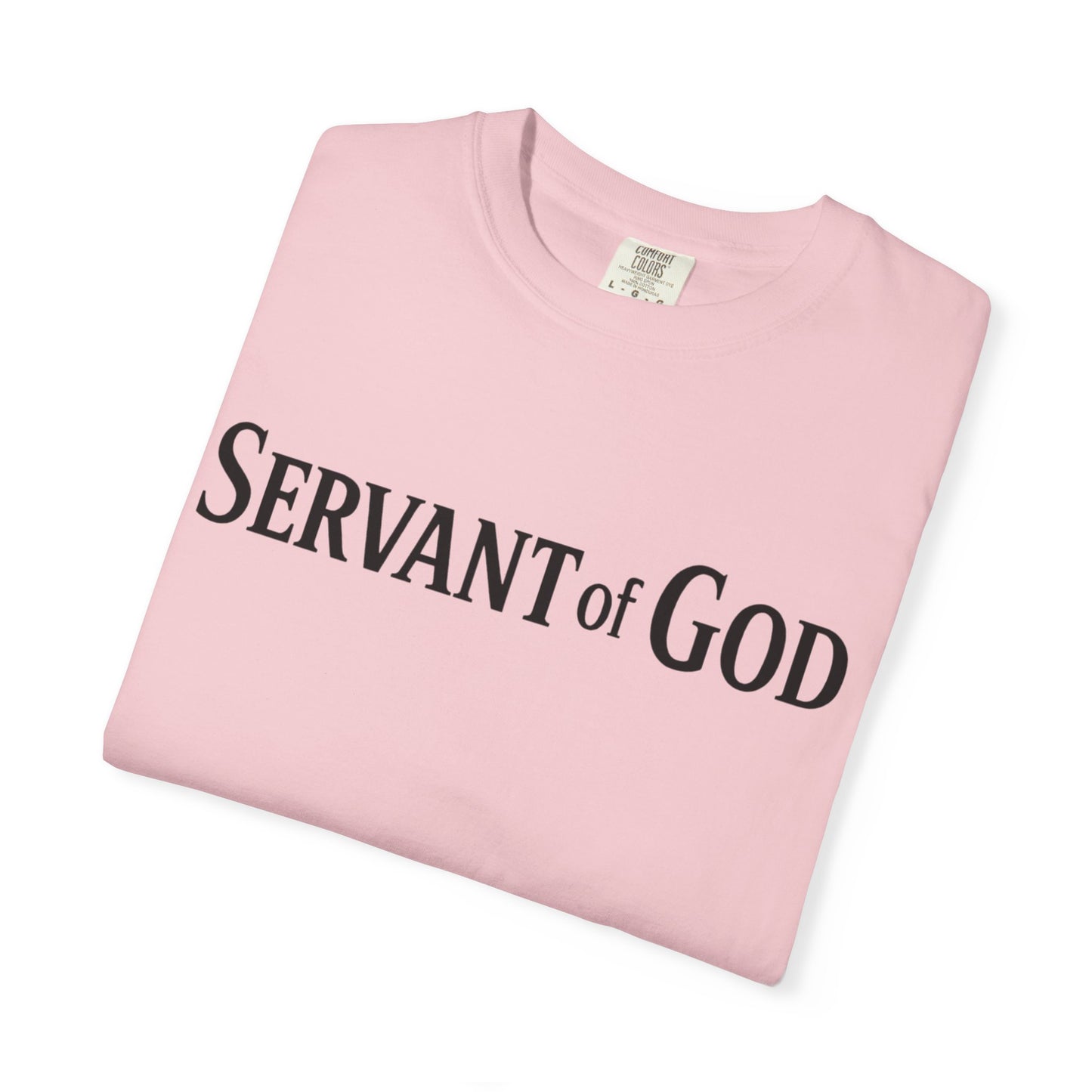 Servant of God™ T-Shirt — Cross & Praying Hands Faith Tee (black text)