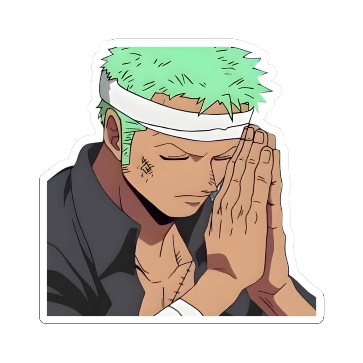 Prayer Warrior Zoro Sticker — Faith-Inspired Anime Sticker