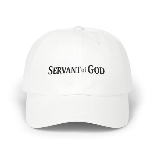 Servant of God Dad Cap — Minimalist Christian Embroidered Hat (black letters)