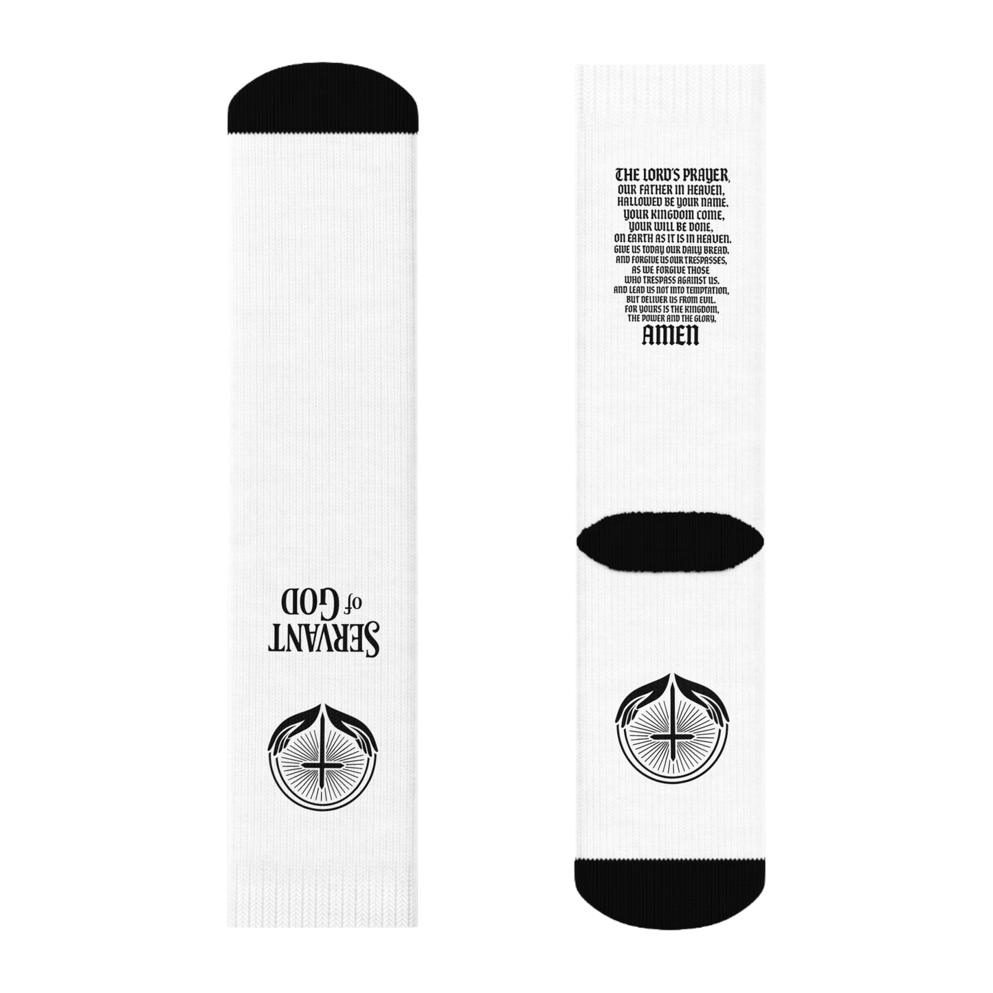 Servant of God Crew Socks — The Lord's Prayer & Cross Christian Faith Socks