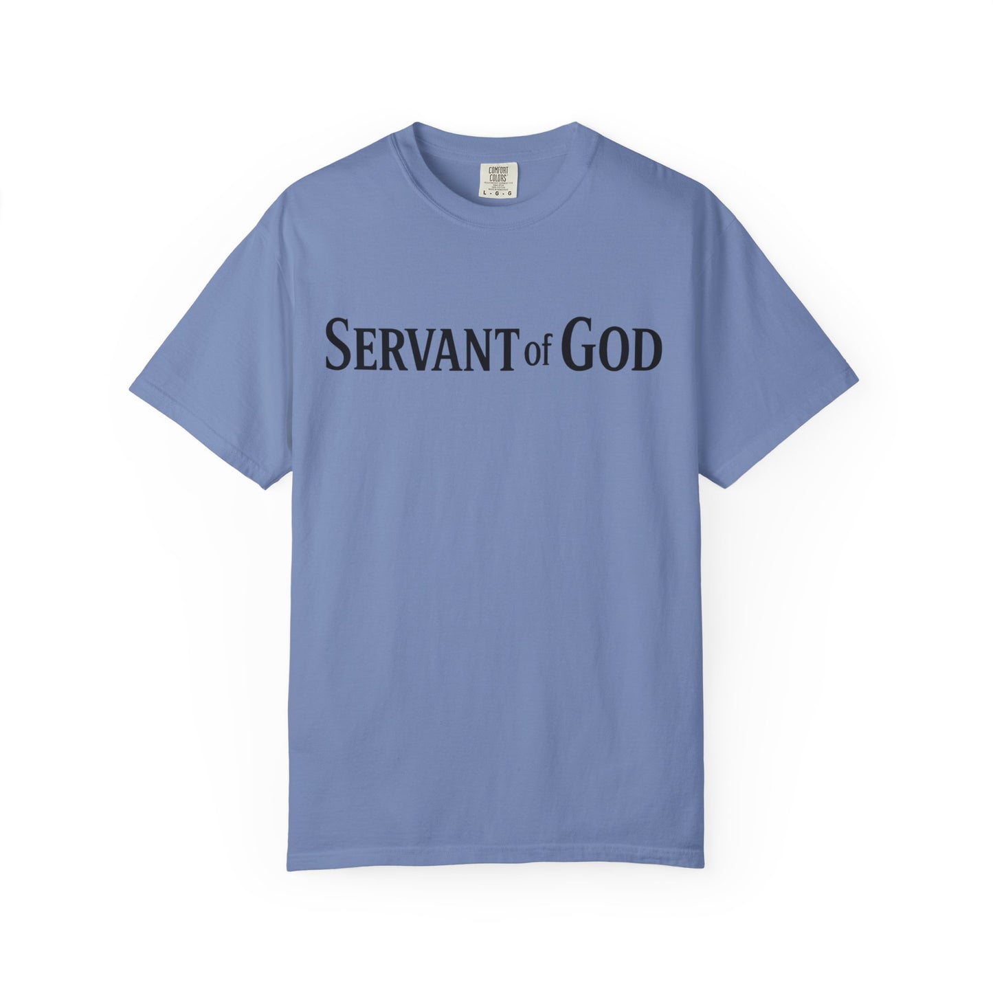 Servant of God™ T-Shirt — Cross & Praying Hands Faith Tee (black text)