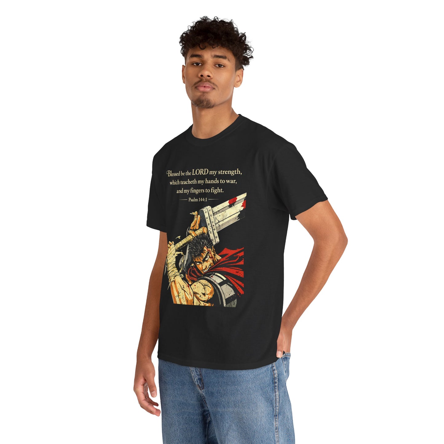 Servant of God™ “Trained For War” Psalm 144:1 Christian Warrior Anime Streetwear T-Shirt