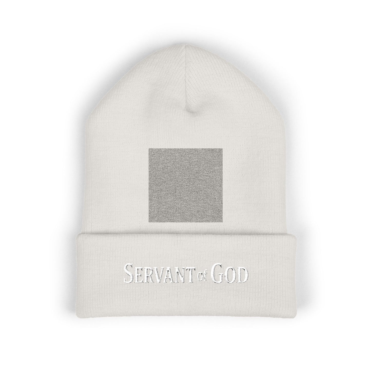 Servant of God™ Embroidered Beanie — Minimalist (white text)