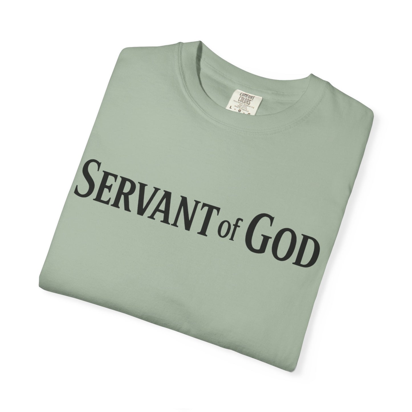 Servant of God™ T-Shirt — Cross & Praying Hands Faith Tee (black text)