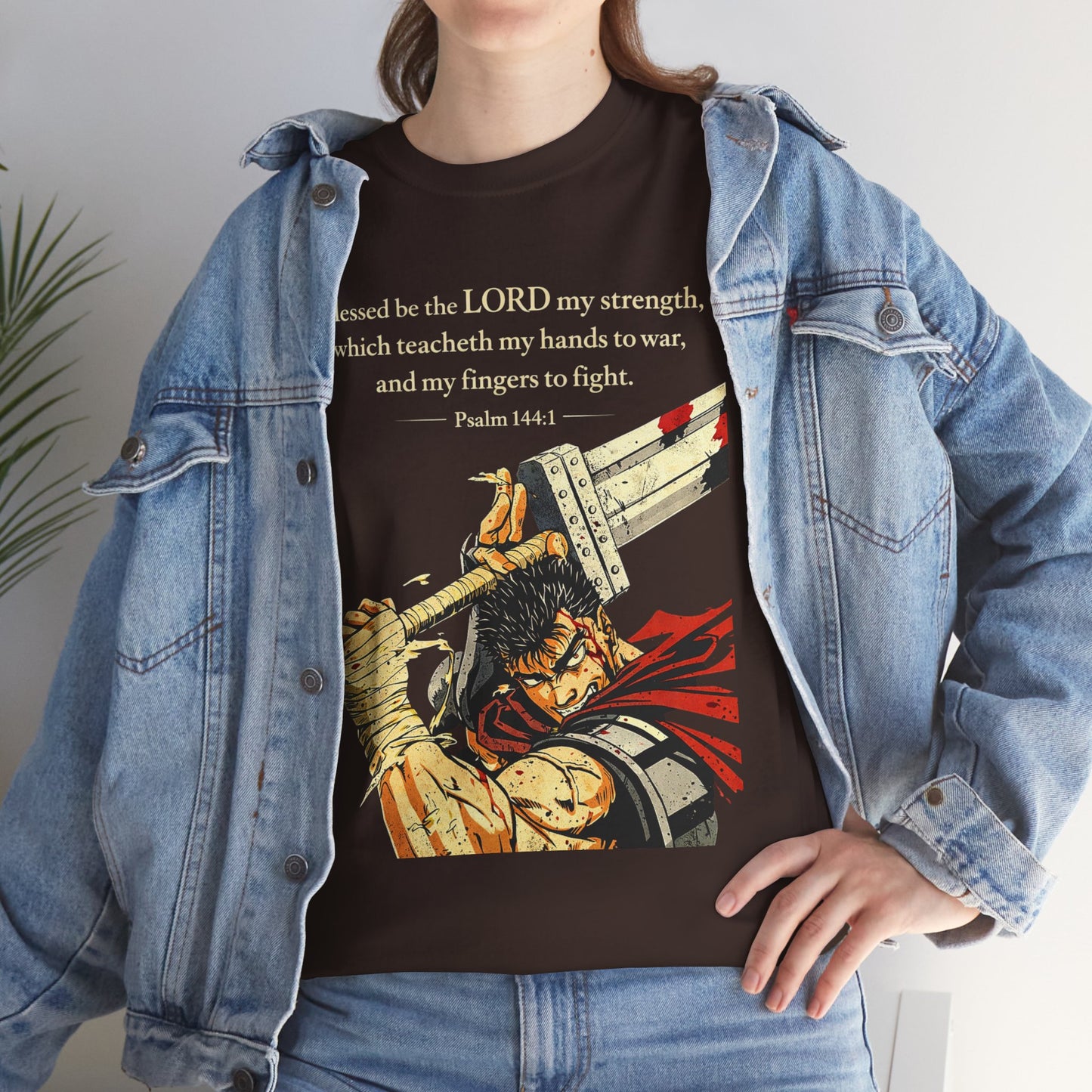 Servant of God™ “Trained For War” Psalm 144:1 Christian Warrior Anime Streetwear T-Shirt