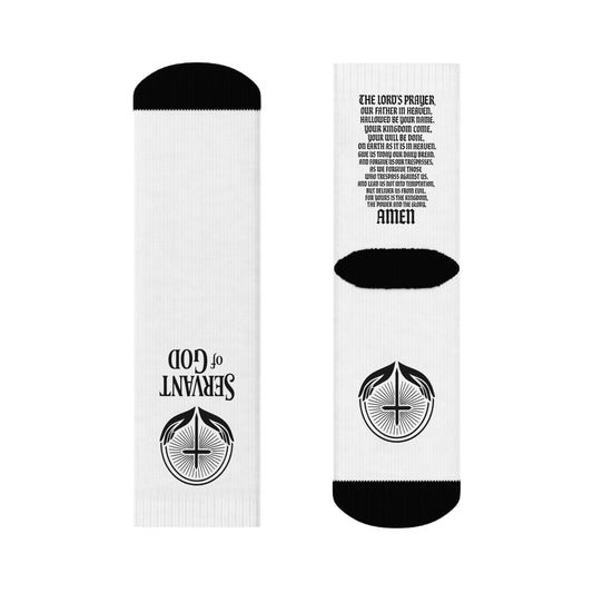 Servant of God Crew Socks — The Lord's Prayer & Cross Christian Faith Socks