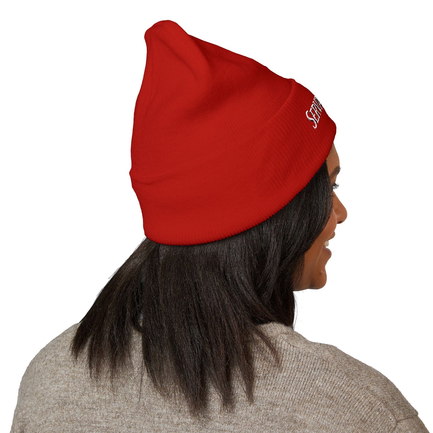 Servant of God™ Embroidered Beanie — Minimalist (white text)