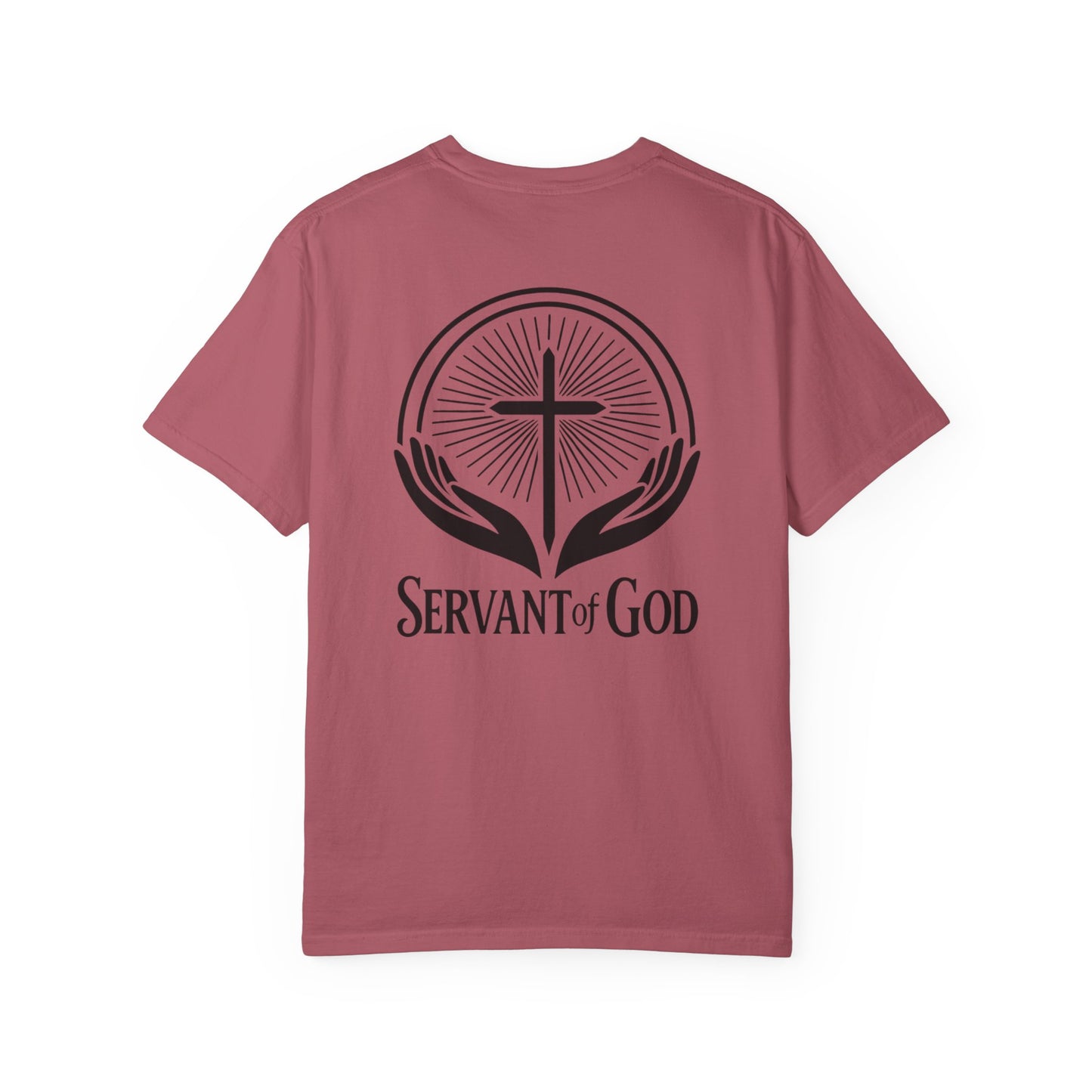 Servant of God™ T-Shirt — Cross & Praying Hands Faith Tee (black text)
