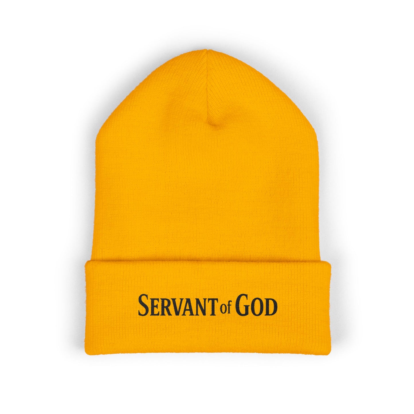 Servant of God Embroidered Beanie — Minimalist (black letters) Cuffed Knit