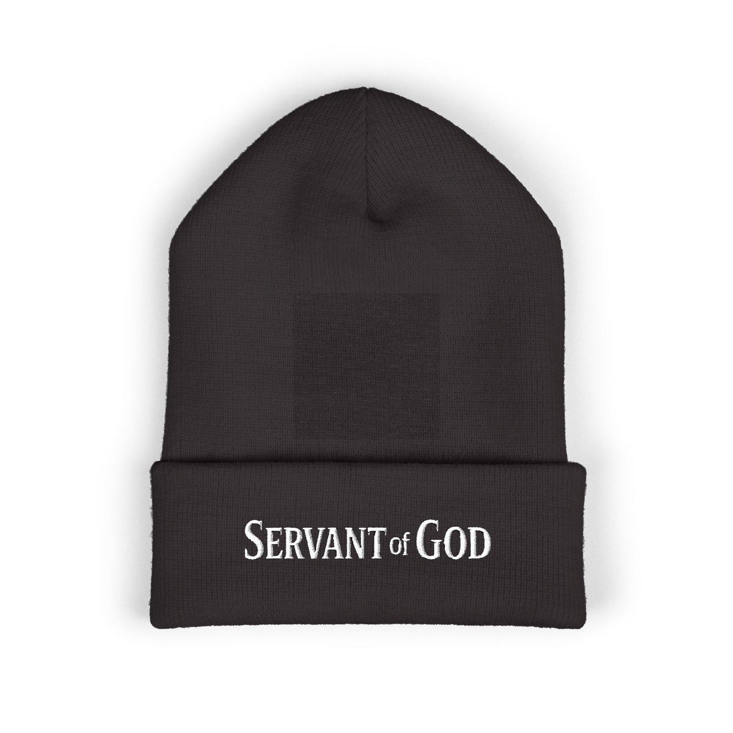 Servant of God™ Embroidered Beanie — Minimalist (white text)