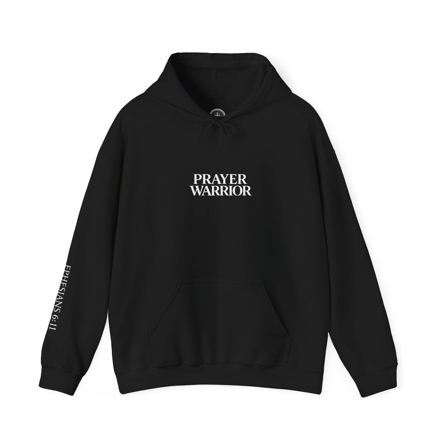 Prayer Warrior Hoodie – Ephesians 6:11 Christian Streetwear | ServantOfGod (White Text)