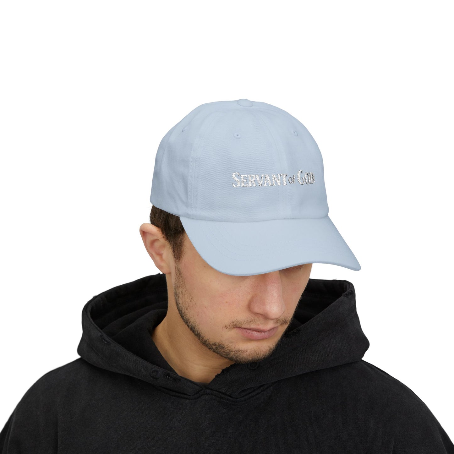 Servant of God™ Dad Cap — Minimalist Christian Embroidered Hat (white text)
