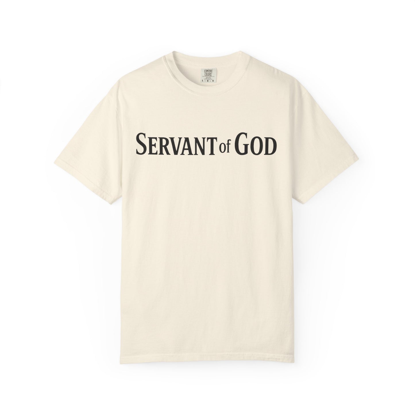 Servant of God™ T-Shirt — Cross & Praying Hands Faith Tee (black text)