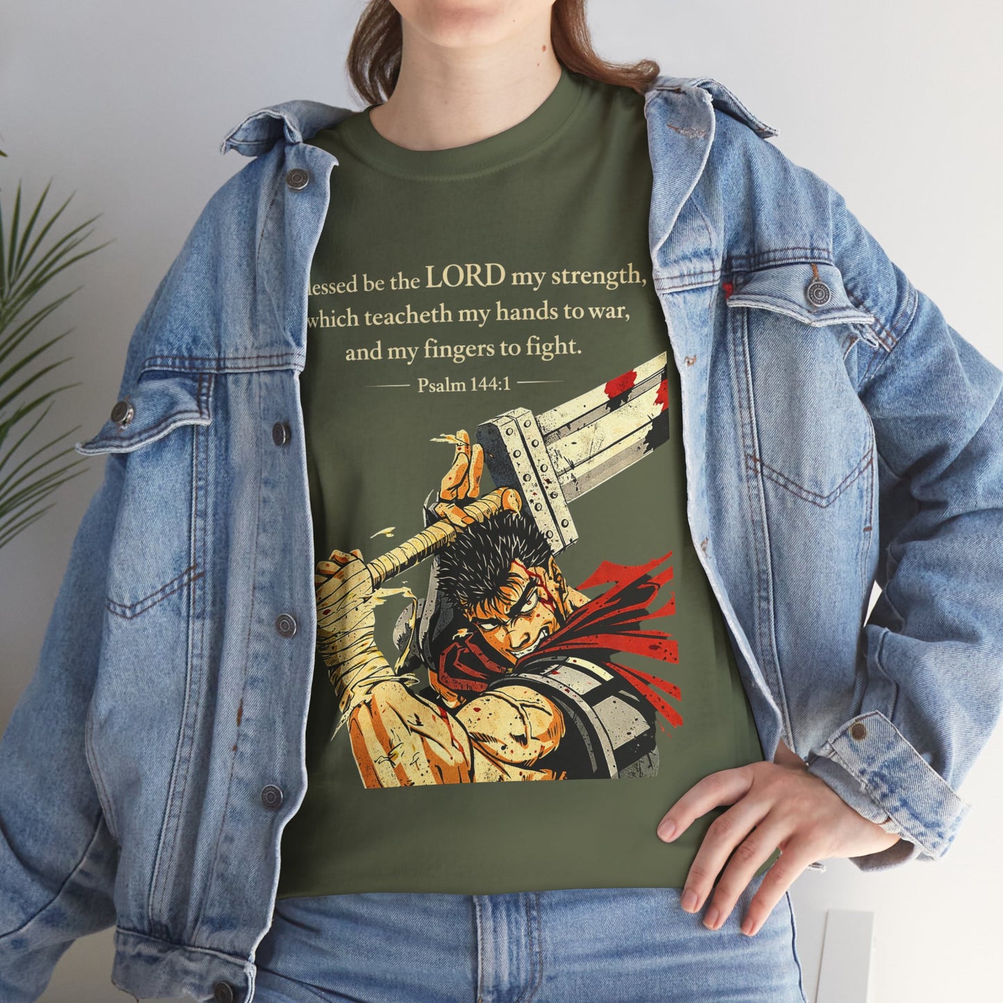 Servant of God™ “Trained For War” Psalm 144:1 Christian Warrior Anime Streetwear T-Shirt