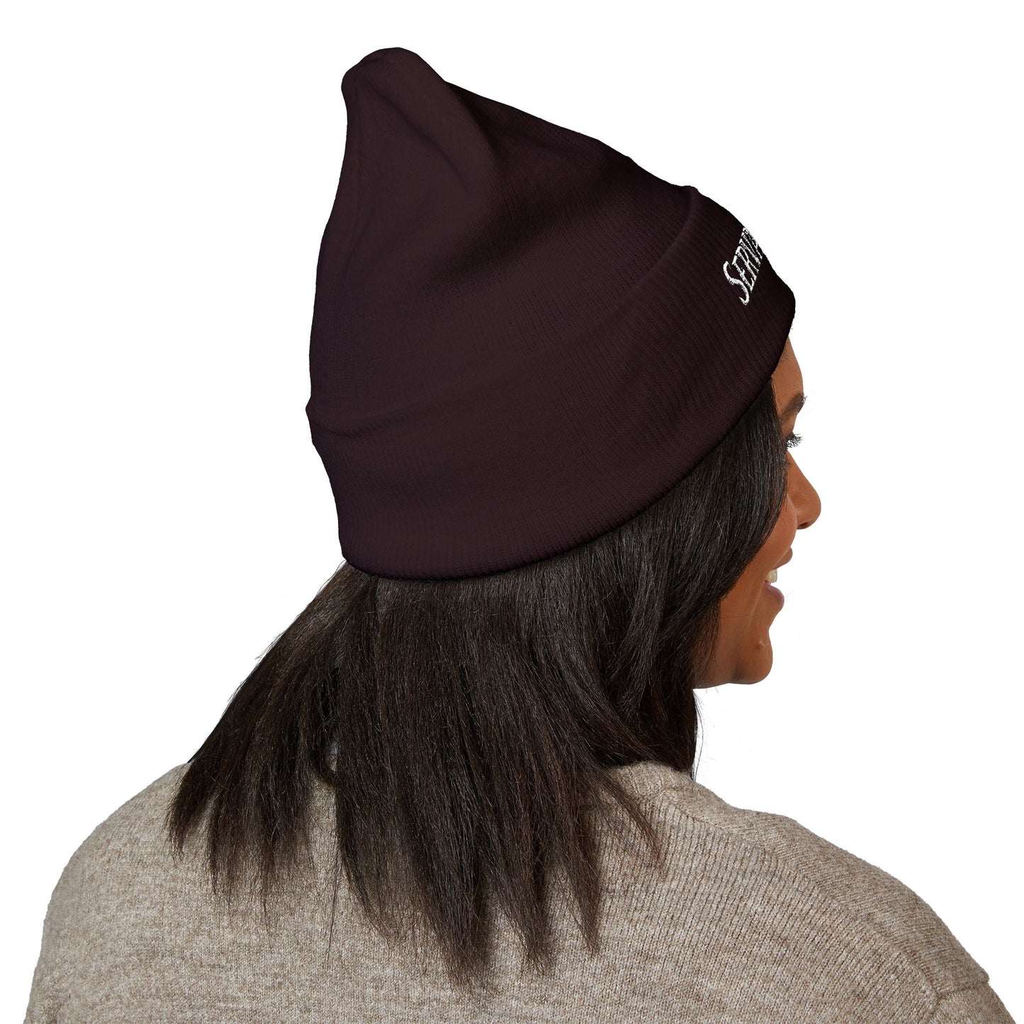 Servant of God™ Embroidered Beanie — Minimalist (white text)