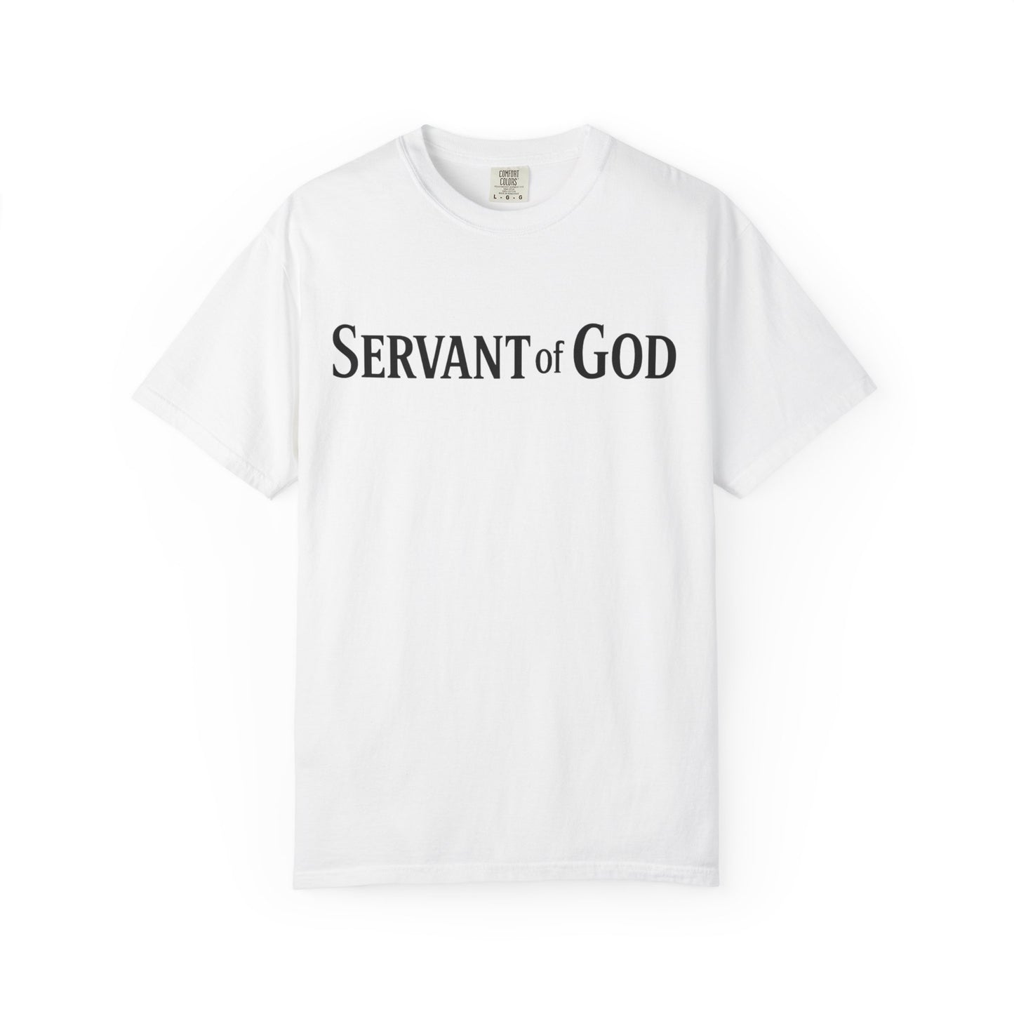 Servant of God™ T-Shirt — Cross & Praying Hands Faith Tee (black text)