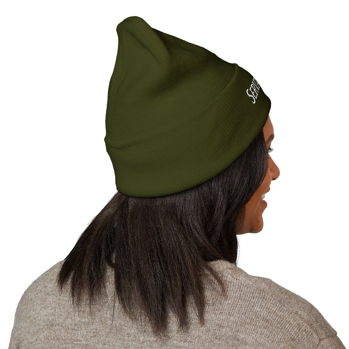 Servant of God™ Embroidered Beanie — Minimalist (white text)