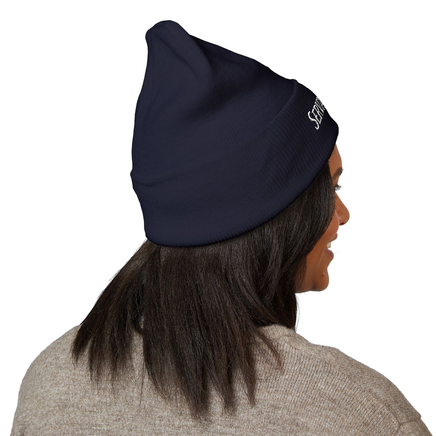 Servant of God™ Embroidered Beanie — Minimalist (white text)