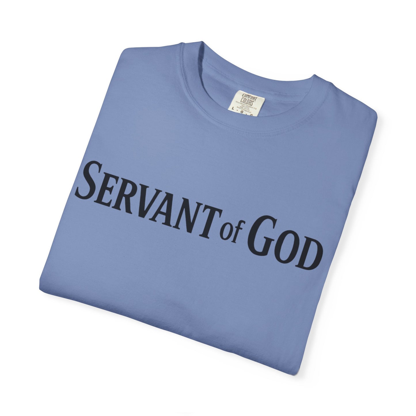 Servant of God™ T-Shirt — Cross & Praying Hands Faith Tee (black text)