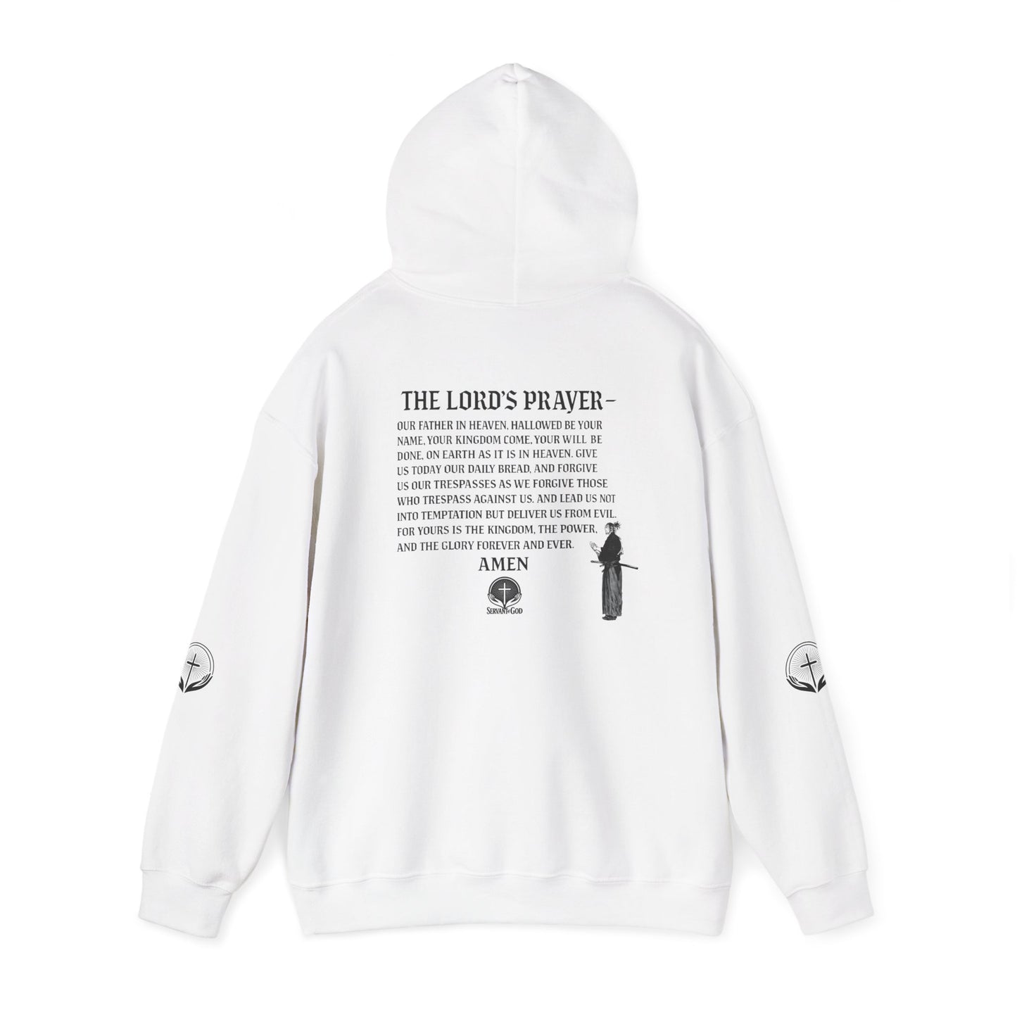 Prayer Warrior Samurai Hoodie — "Servant of God" Lord’s Prayer Design