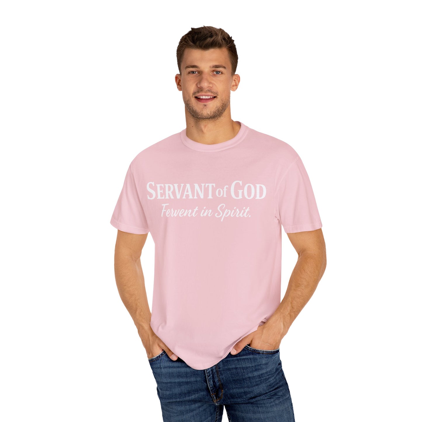 “Fervent in Spirit” T-Shirt Servant of God Romans 12:11 White Letters