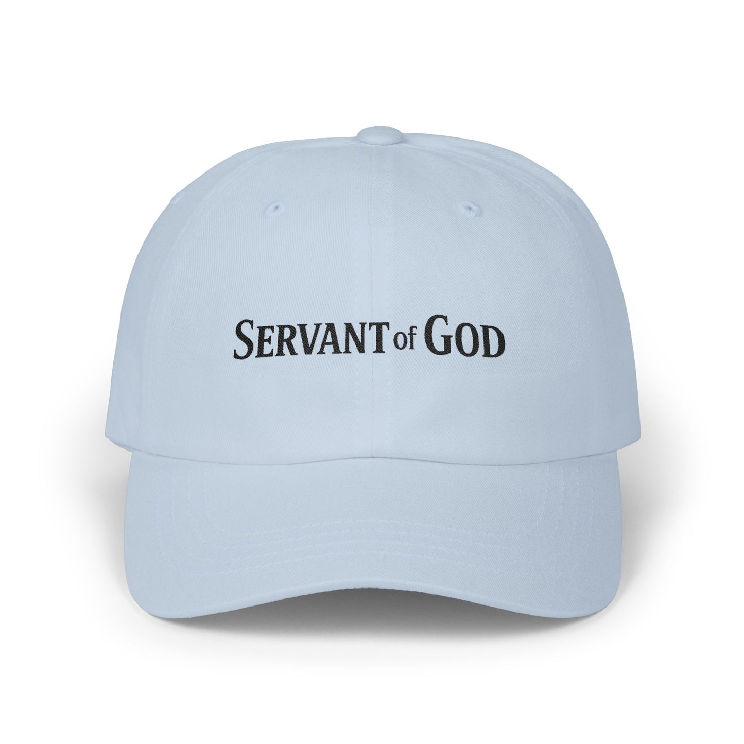 Servant of God Dad Cap — Minimalist Christian Embroidered Hat (black letters)