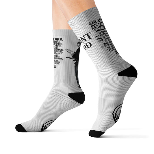 Lord’s Prayer Sublimation Socks — Musashi-Inspired Faith Design