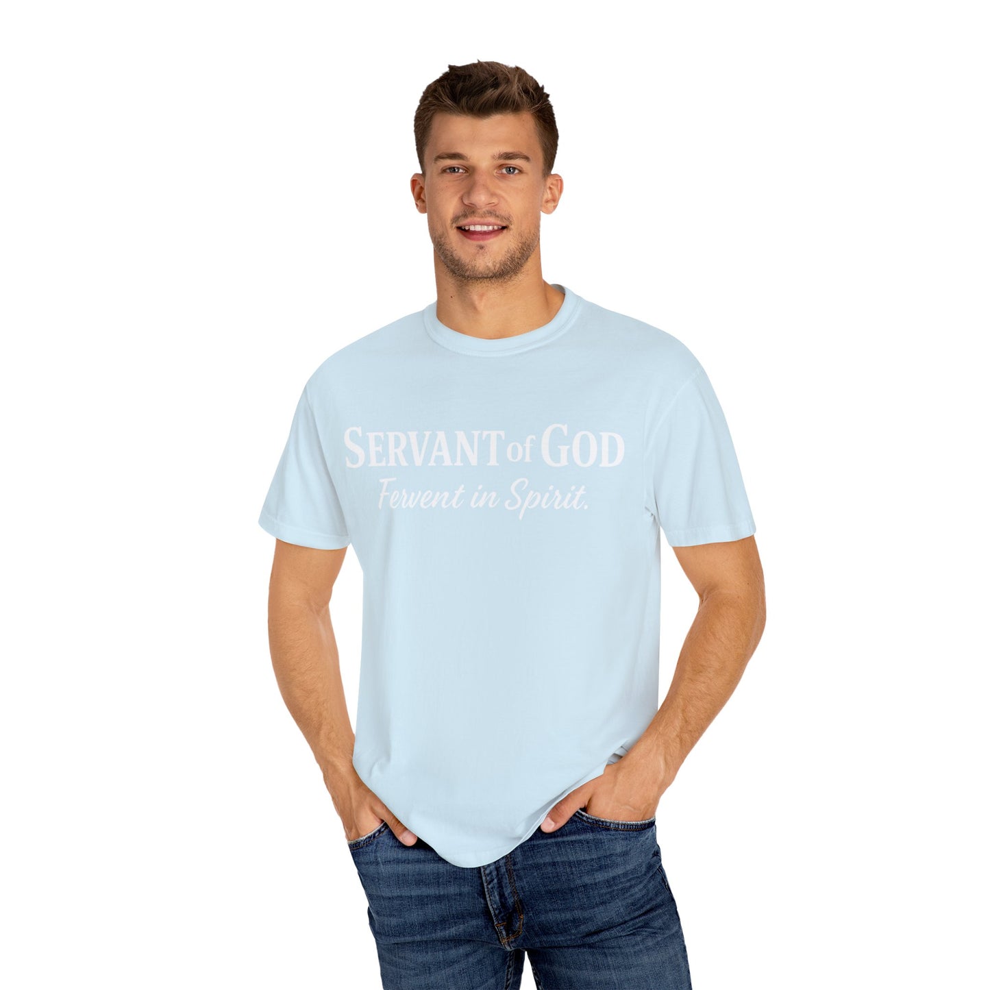 “Fervent in Spirit” T-Shirt Servant of God Romans 12:11 White Letters