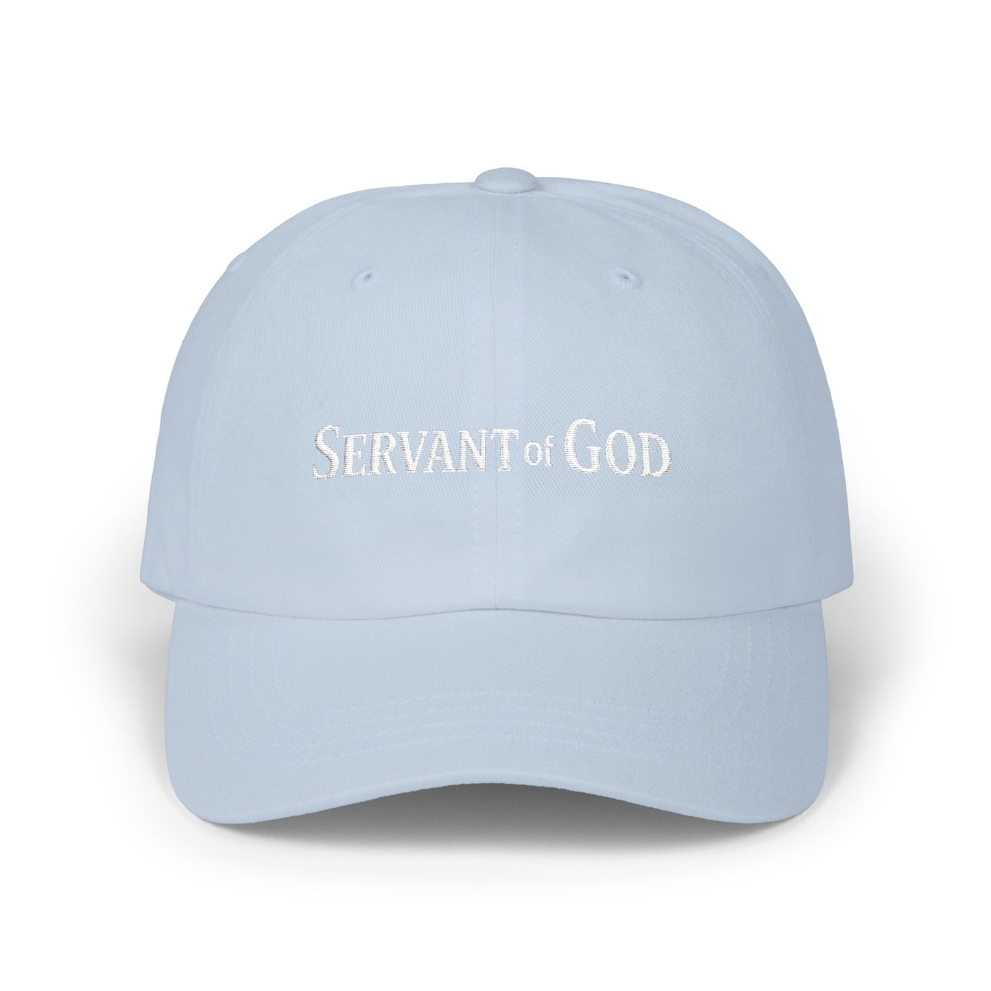 Servant of God™ Dad Cap — Minimalist Christian Embroidered Hat (white text)
