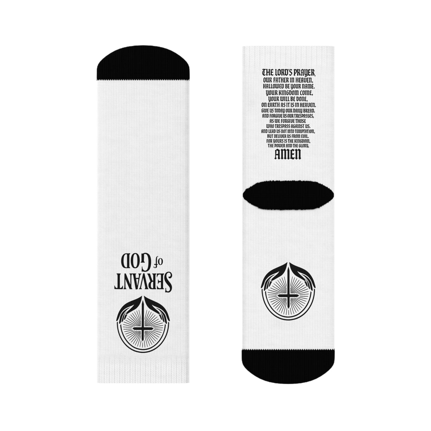 Servant of God Crew Socks — The Lord's Prayer & Cross Christian Faith Socks