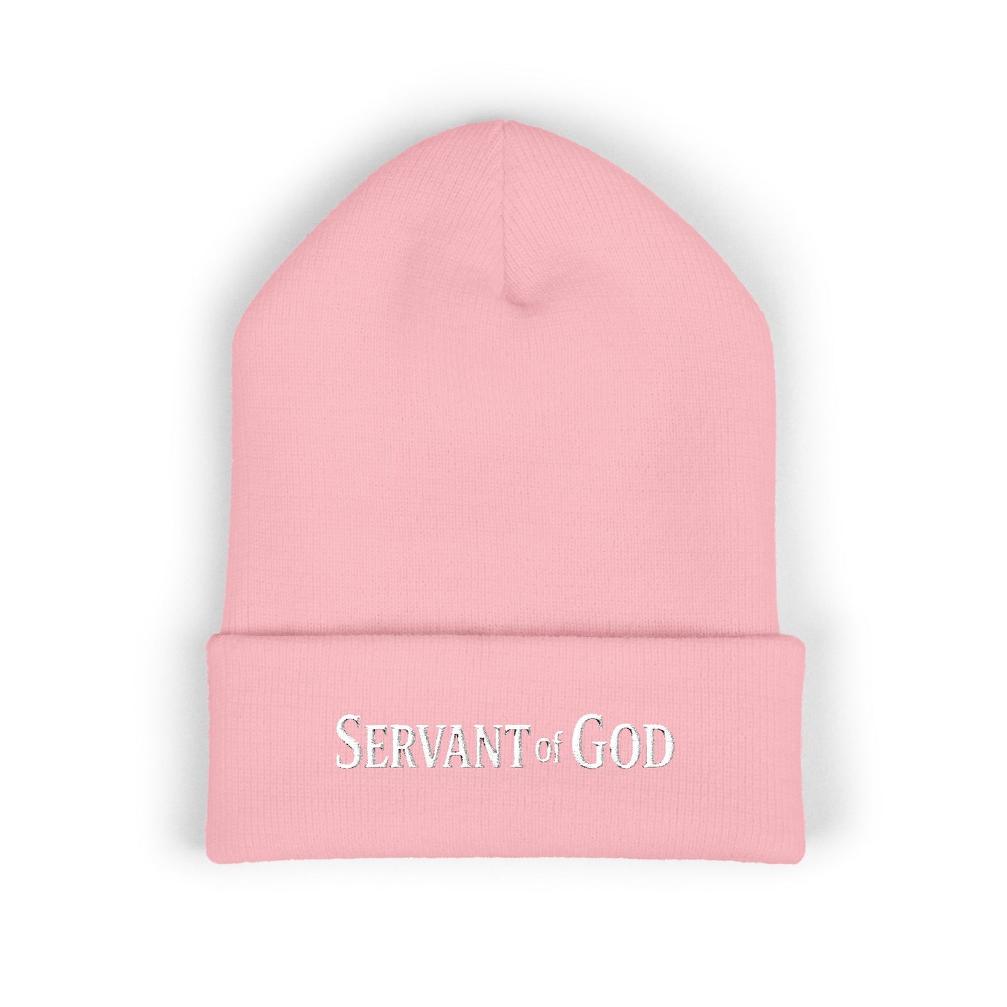 Servant of God™ Embroidered Beanie — Minimalist (white text)