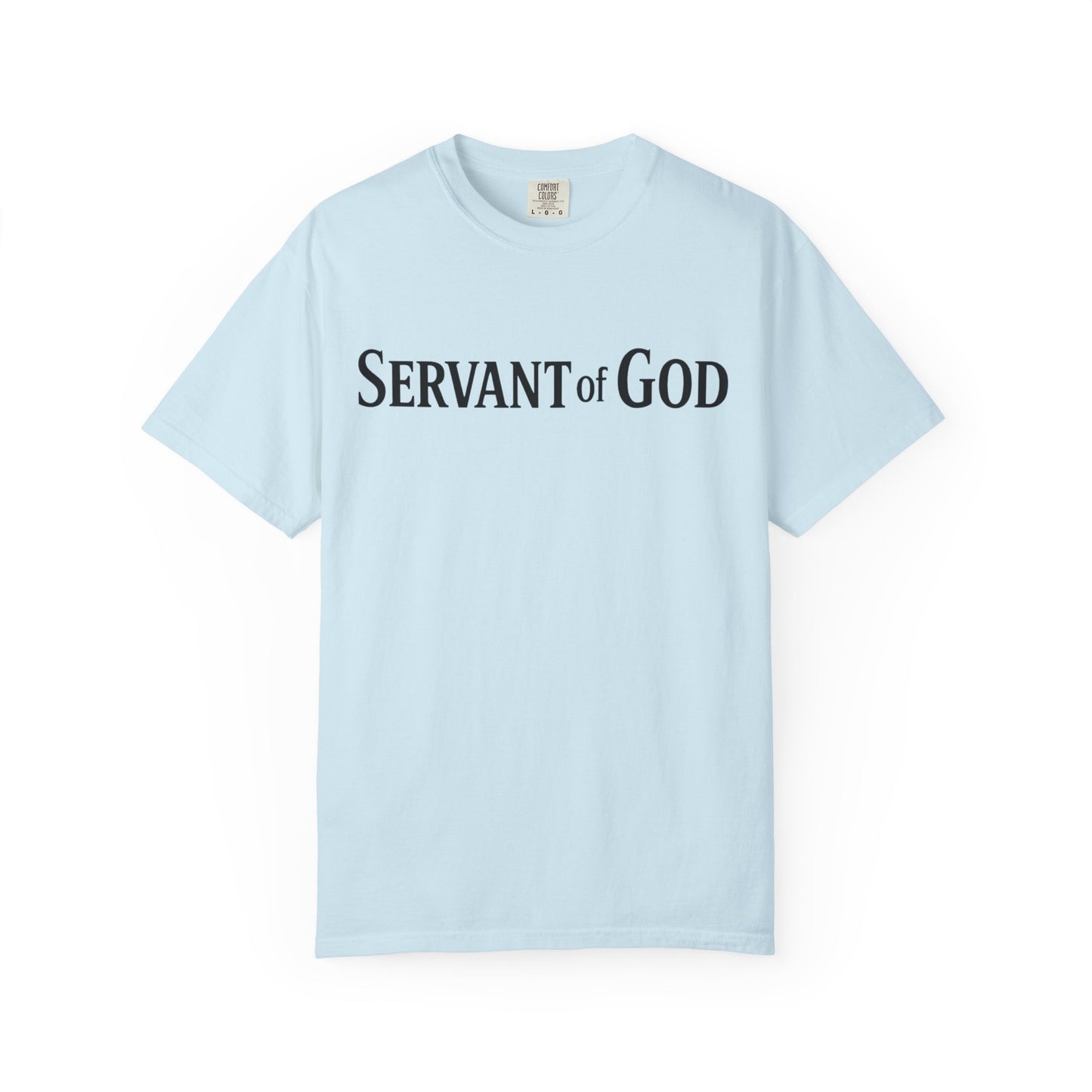 Servant of God™ T-Shirt — Cross & Praying Hands Faith Tee (black text)