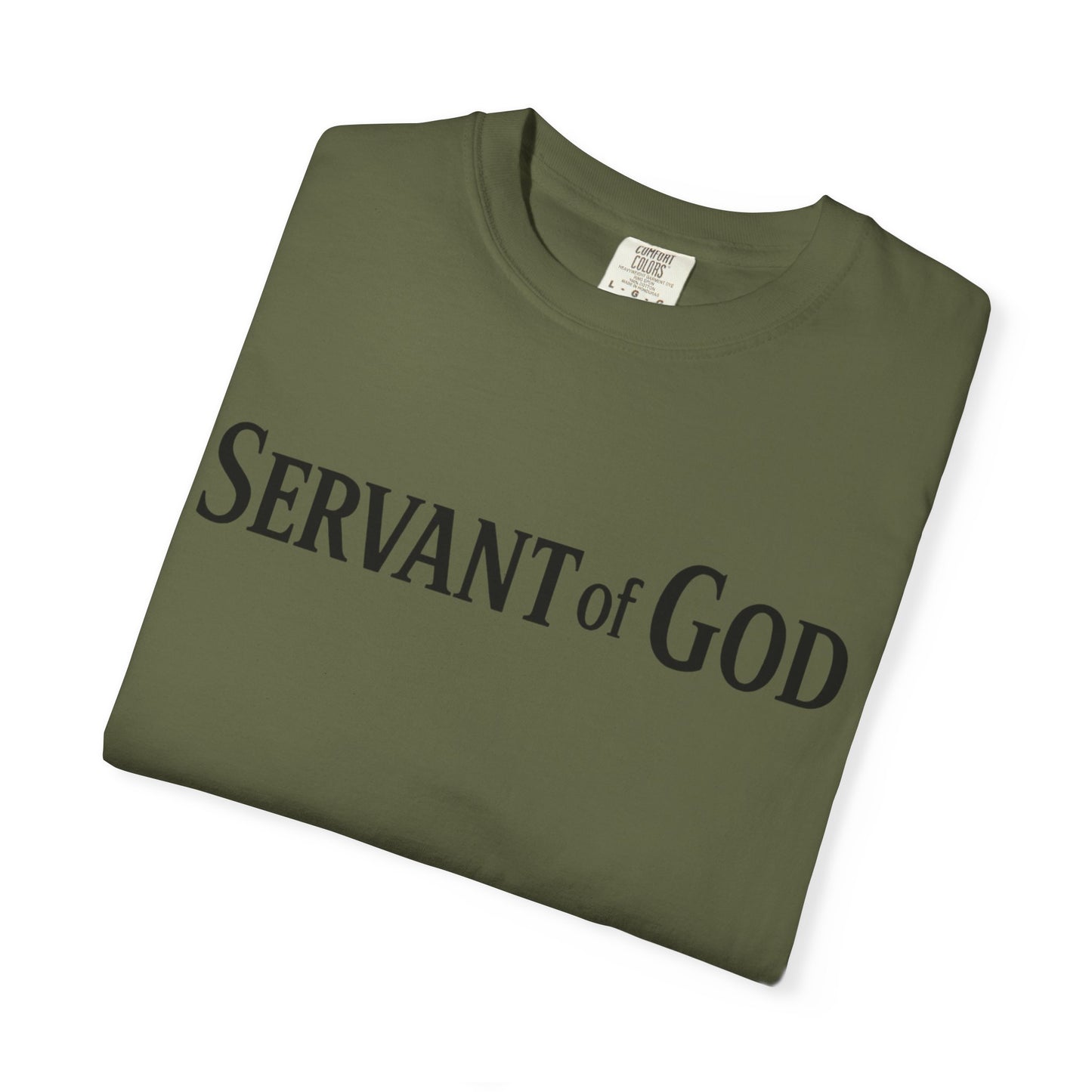 Servant of God™ T-Shirt — Cross & Praying Hands Faith Tee (black text)