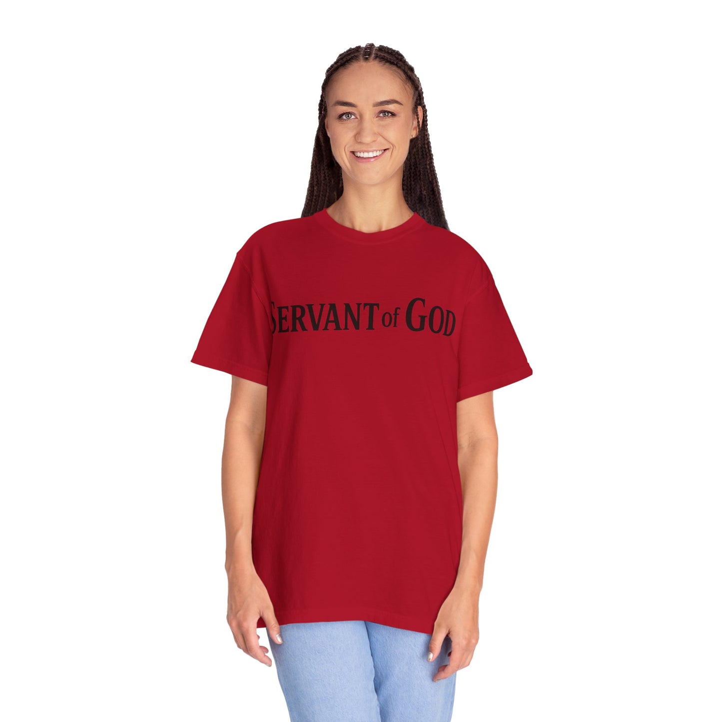 Servant of God™ T-Shirt — Cross & Praying Hands Faith Tee (black text)