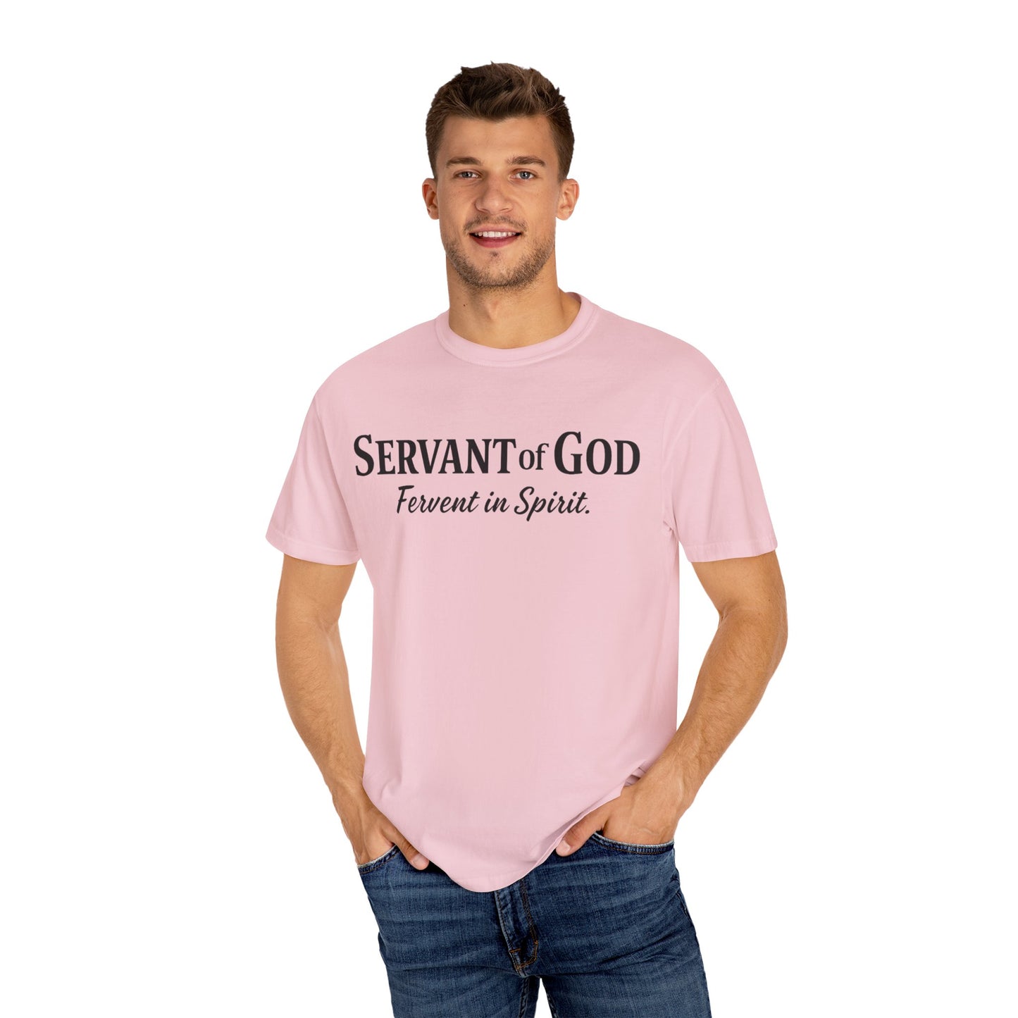 “Fervent in Spirit” T-Shirt
Servant of God Romans 12:11
Black Letters