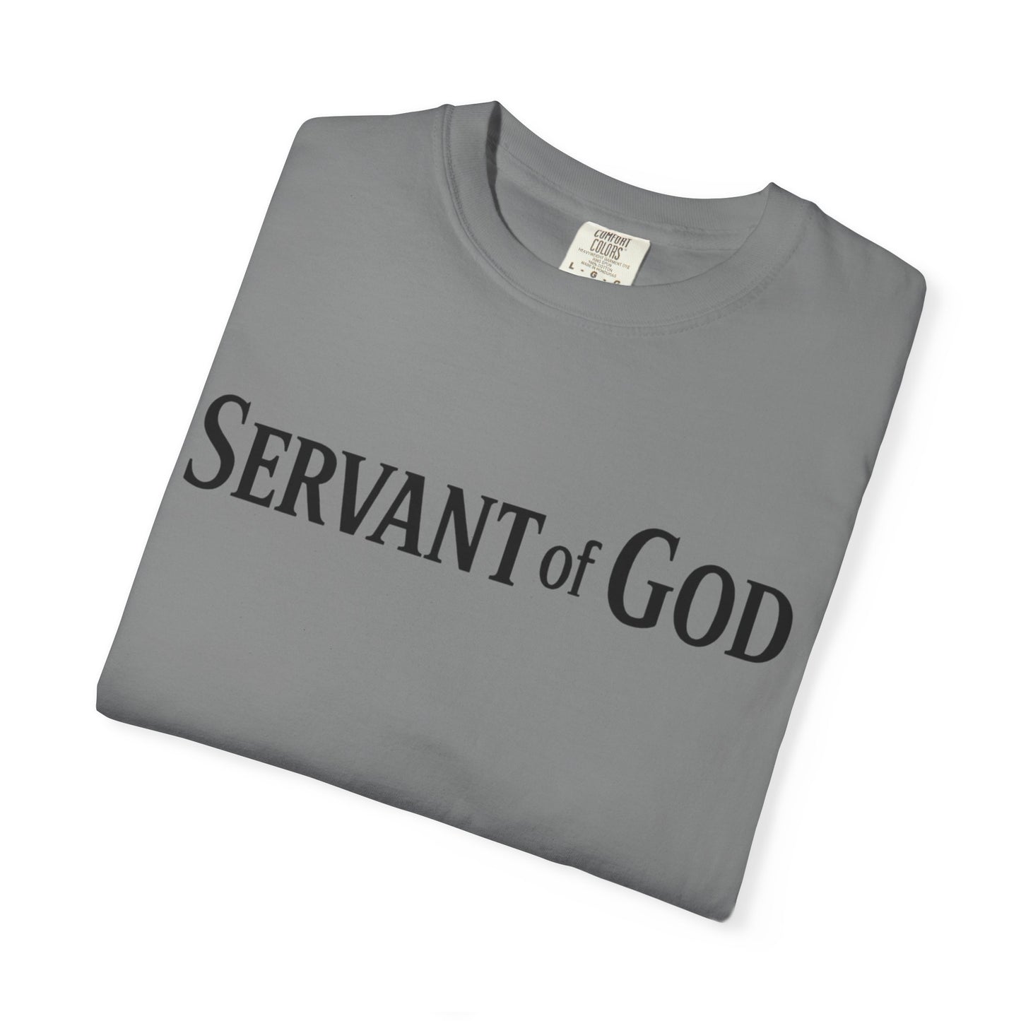 Servant of God™ T-Shirt — Cross & Praying Hands Faith Tee (black text)