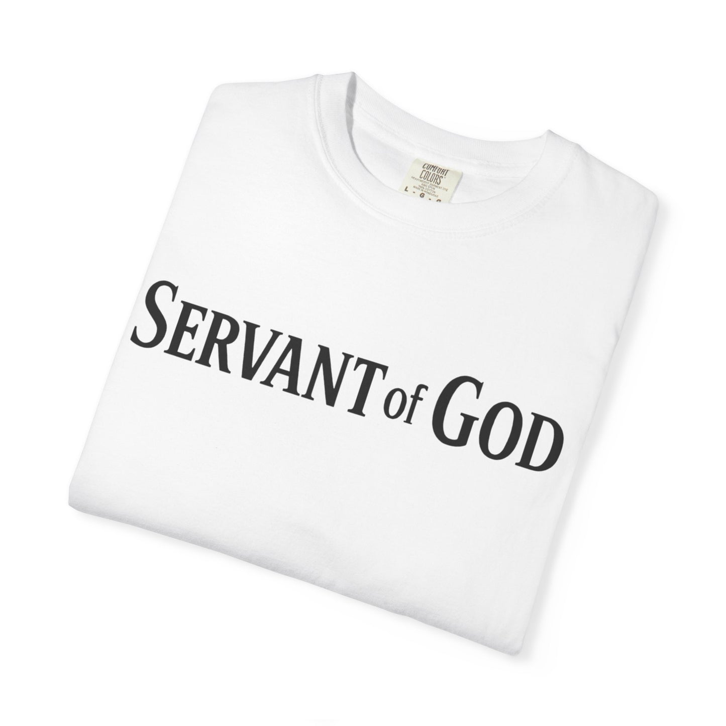 Servant of God™ T-Shirt — Cross & Praying Hands Faith Tee (black text)