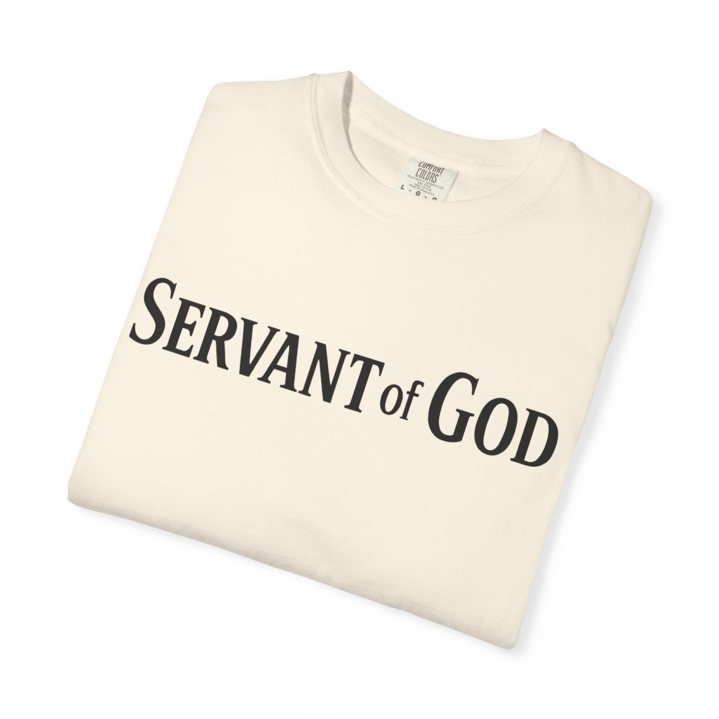 Servant of God™ T-Shirt — Cross & Praying Hands Faith Tee (black text)