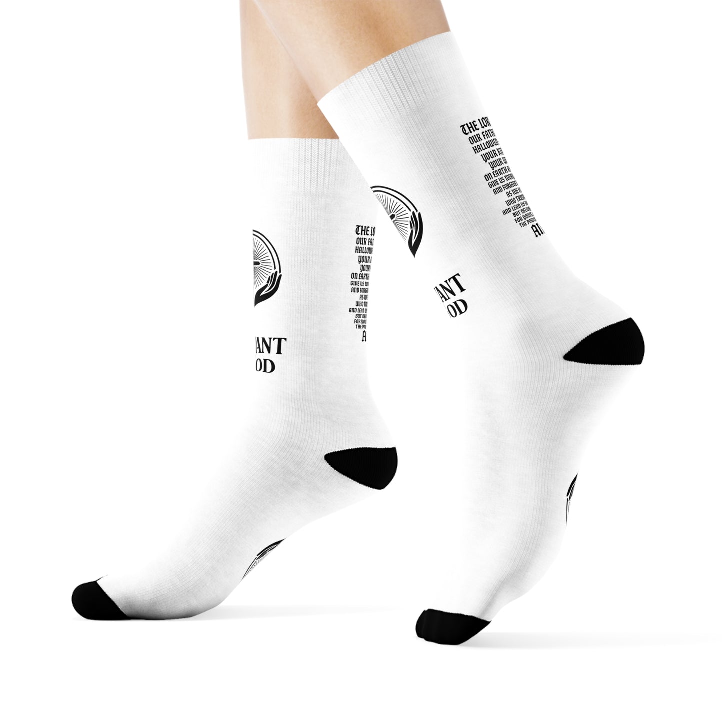Servant of God Crew Socks — The Lord's Prayer & Cross Christian Faith Socks