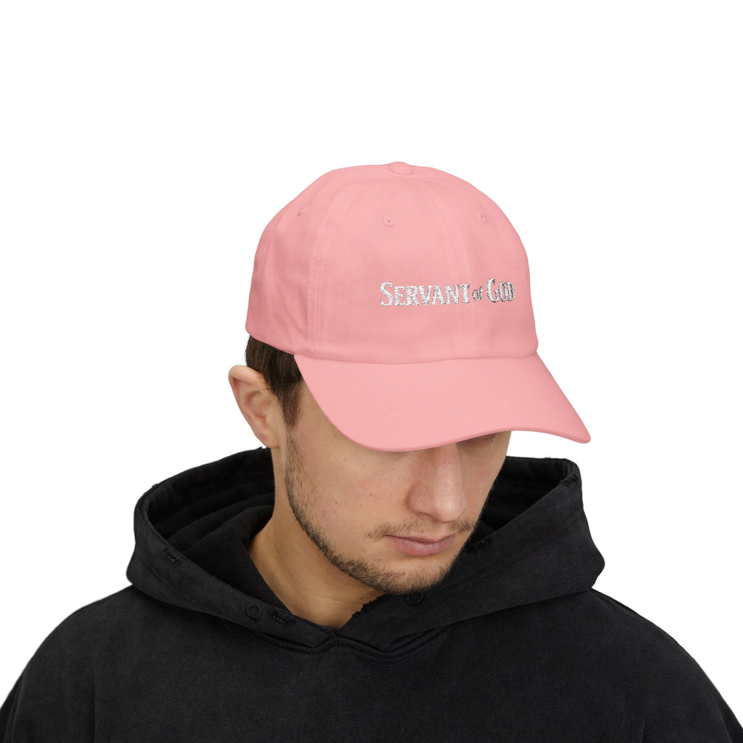 Servant of God™ Dad Cap — Minimalist Christian Embroidered Hat (white text)